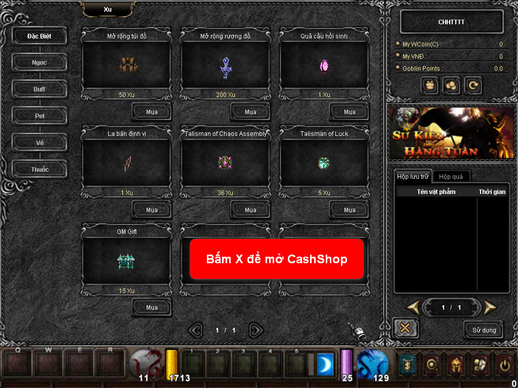 Chức năng chính của Game MU Thần Thoại